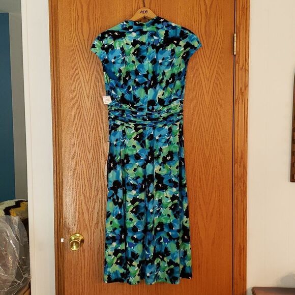 NWT Gorgeous Evan-Picone Blue Green Floral Dress Sz 6 - Picture 3 of 5
